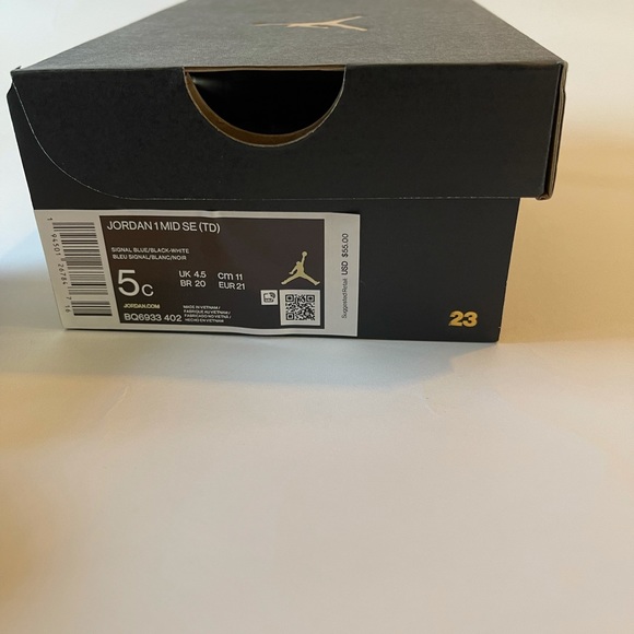 Jordan 1 Retro Mid SE (TD) 5C. Signal Blue, white - Picture 5 of 5